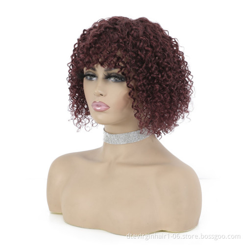 Lsybeauty 720 Live Show Bob Sale 99J# Machine Made Human Hair Wigs 8 Inch Glueless Bob Short Wig For Black Women